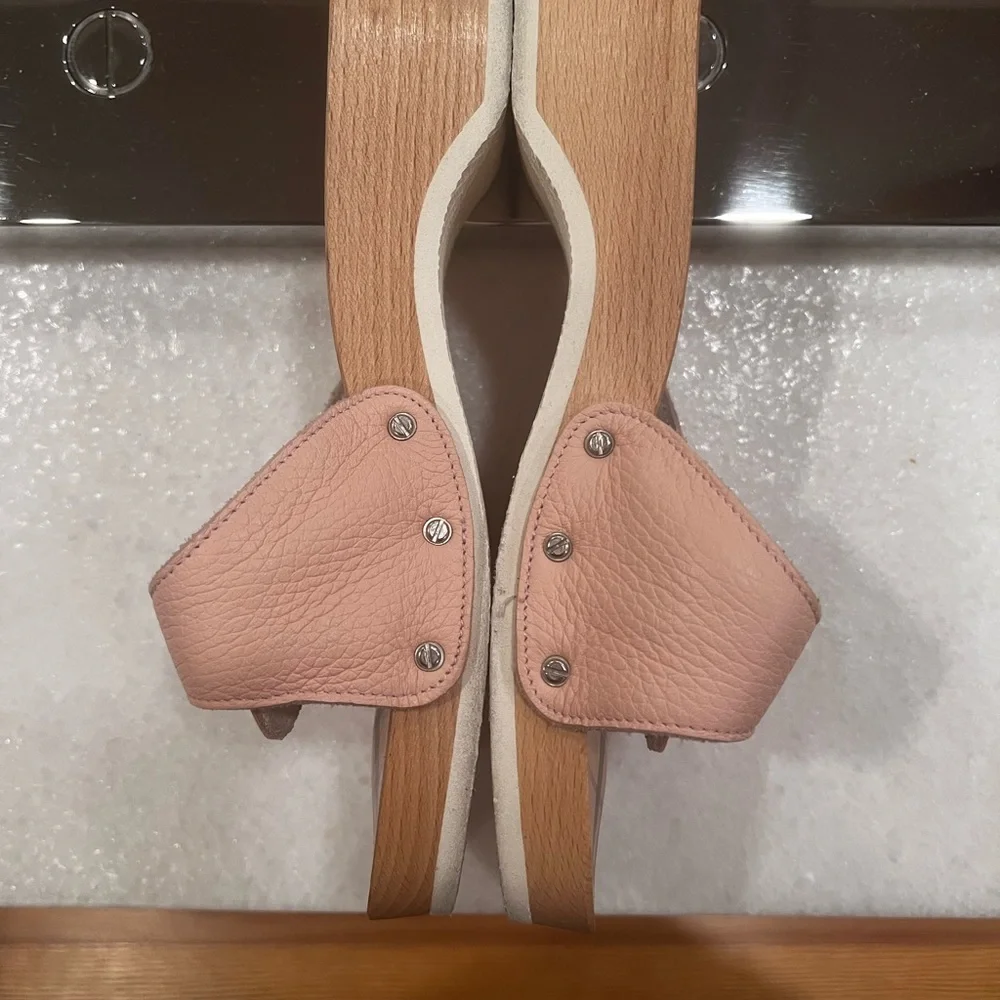 Burberry Pink Leather Clogs Size 8.5 - Picture 7 of 11